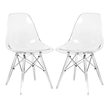Kd 32.40 in. Dover Molded Side Chair with Acrylic Base Clear - Set of 2 KD3042411